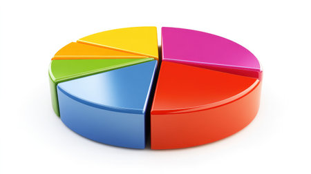 A pie chart with segments labeled for different marketing channels, illustrating a diversified strategyの素材