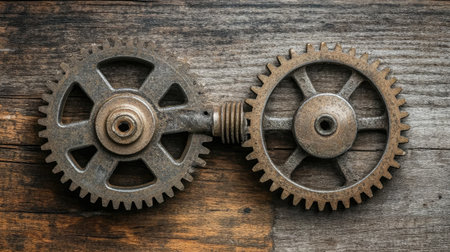 A pair of interlocking gears, representing the mechanics of efficient customer serviceの素材