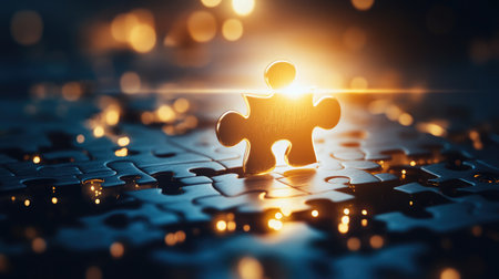 A puzzle piece fitting perfectly into place, symbolizing tailored solutions for customersの素材