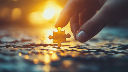 A puzzle piece fitting perfectly into a larger puzzle, representing leadership completing the bigger pictureの素材