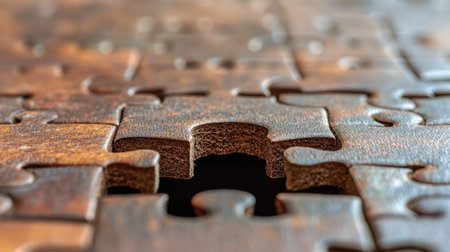 A puzzle piece fitting perfectly into a larger puzzle, symbolizing leadership completing the bigger pictureの素材