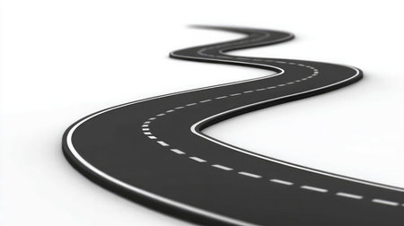 A smooth, winding road leading forward, symbolizing a seamless customer journeyの素材