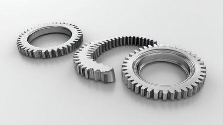 A set of gears meshing together, representing the integration of various project componentsの素材