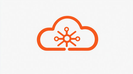 A stylized cloud icon with interconnected nodes, representing cloud-based marketing tools and data integrationの素材