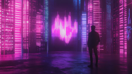 A futuristic holographic display of financial data and charts, emphasizing the role of technology in modern financial planningの素材