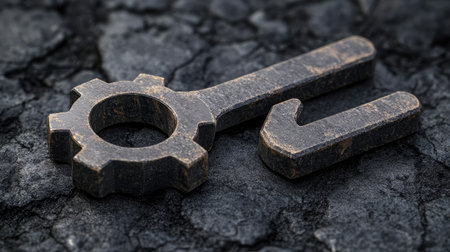 A gear and wrench icon intertwined, symbolizing efficient technical support servicesの素材