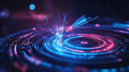 A target with a dart hitting the center, representing precision in digital advertising strategiesの素材
