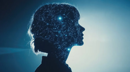 A holographic interface displaying interconnected nodes, illustrating the network of collaborative innovationの素材