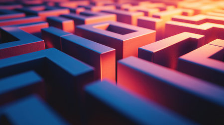 A maze with a clear path illuminated, symbolizing finding solutions through innovative thinkingの素材