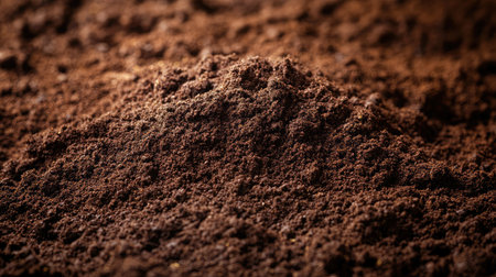 Close-up of a freshly plowed field with rich, dark soil, ready for planting, symbolizing the preparation stage of farming.の素材