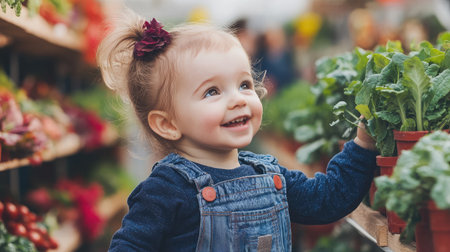 Interior of a modern greenhouse showcasing vertical farming with rows of leafy greens growing on stacked shelves.の素材