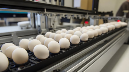 A close-up of an egg candling station used to check the quality and development of eggs during incubation.の素材