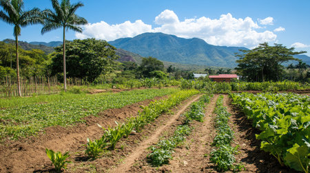 A bamboo grove interplanted with medicinal herbs, demonstrating a diversified agroforestry system in a subtropical region.の素材