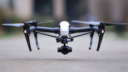 A drone capturing high-resolution images of crop fields for analysis and yield prediction.の素材