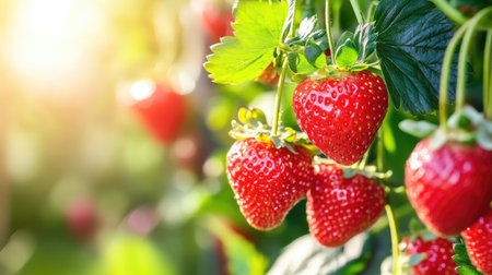 A vertical hydroponic system growing strawberries indoors, utilizing space efficiently.の素材