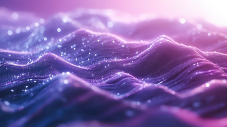 Abstract data landscape with glowing pathways and nodes, representing AI's role in big data analysis.の素材