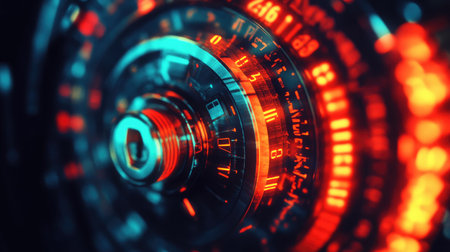 A digital safe with a combination lock, representing secure storage of sensitive information.の素材