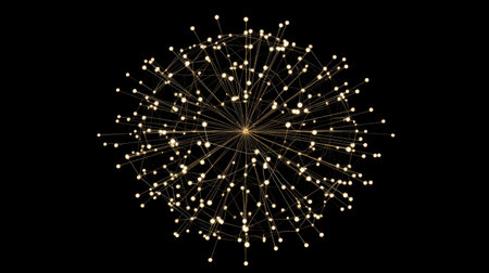 D rendering of a data sphere composed of interconnected nodes and lines.の素材