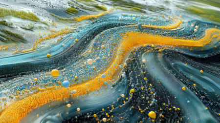 D rendering of a data vortex pulling in streams of information from various sources.の素材