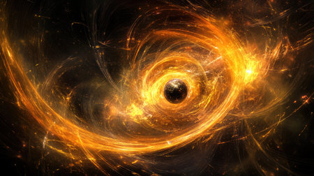 Abstract D rendering of a quantum computer with entangled particles and energy fields.の素材