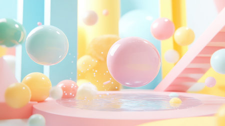 D pie charts and line graphs floating in a virtual space, representing data analysis.の素材