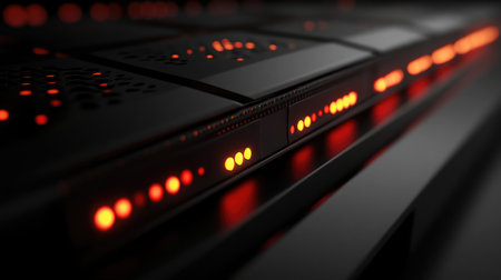 Abstract D rendering of a futuristic data center with glowing quantum processors.の素材