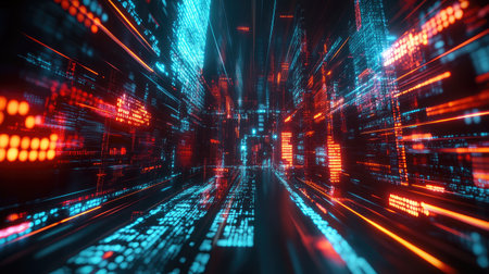 Abstract digital cloud composed of binary code, symbolizing cloud-based big data storage.の素材