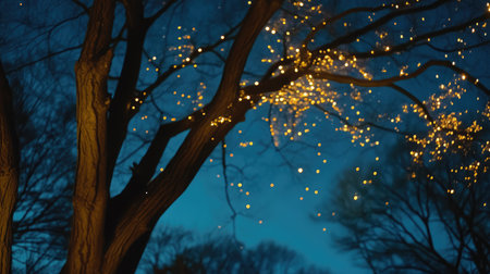 Abstract digital overlay of constellation information on a night sky, representing AR astronomy.の素材