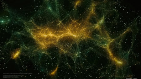 Abstract representation of a global digital network with interconnected data nodes.の素材