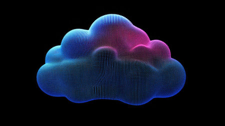 A cloud icon composed of binary digits, symbolizing data in the cloud.の素材