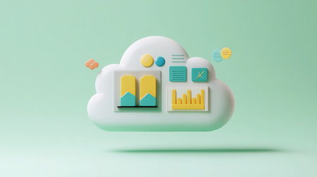 A D cloud with embedded data charts and graphs, symbolizing cloud analytics.の素材