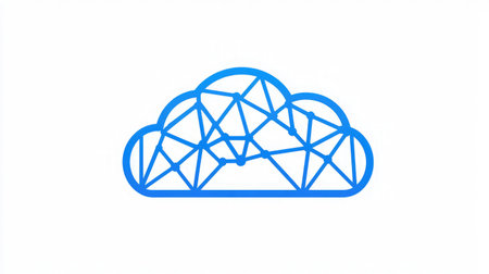 A cloud icon with interconnected lines forming a mesh, representing cloud architecture.の素材
