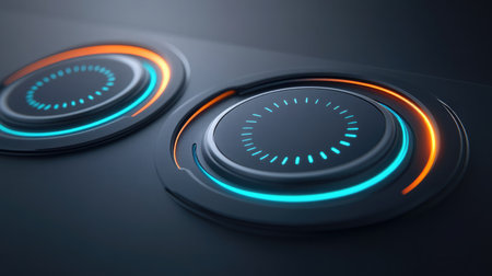 Close-up of an AR device's cooling vents and heat dissipation design, emphasizing performance.の素材