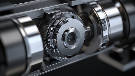 Close-up of an AR device's adjustable lens mechanism, showcasing customization options.の素材