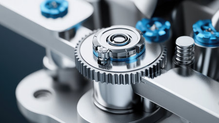 Close-up of an AR device's adjustable lens mechanism, showcasing customization options.の素材