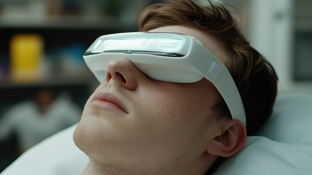 Close-up of an AR device's facial interface padding, highlighting comfort features.の素材