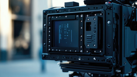 Close-up of an AR device's external sensors and cameras, showcasing advanced tracking technology.の素材