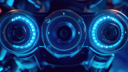 Close-up of a VR headset's interface ports and connectivity options, emphasizing versatility.の素材