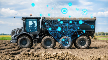 Connected agricultural equipment with GPS, sensors, and data analytics capabilities.の素材