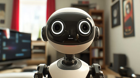 Close-up of a VR headset's external sensors and cameras, showcasing advanced tracking technology.の素材