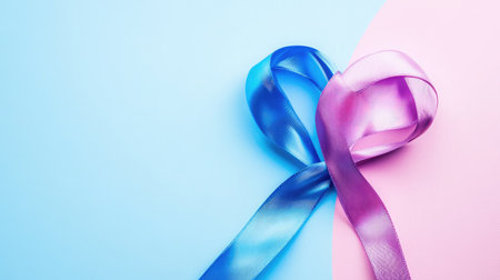 A pair of intertwined ribbons forming a heart shape on a pastel background, symbolizing unity and affection.の素材