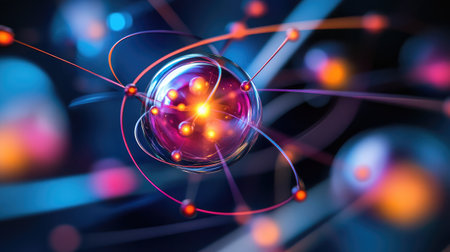 Abstract D rendering of a quantum chaos system with unpredictable particle trajectories and energy distributions.の素材