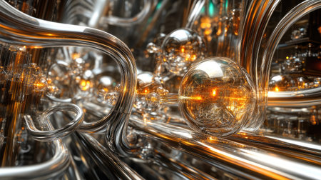 Abstract D rendering of a quantum processor with entangled particles and energy fields, symbolizing quantum computing power.の素材