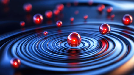 Abstract D rendering of a quantum field theory diagram with particles interacting and exchanging energy.の素材