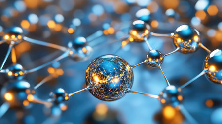 Abstract D rendering of a quantum phase transition with changing energy landscapes and particle configurations.の素材