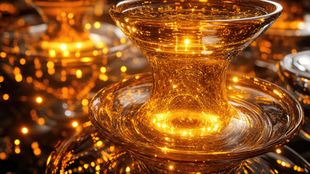 Abstract D rendering of a quantum teleportation process with entangled particles and energy transfer.の素材