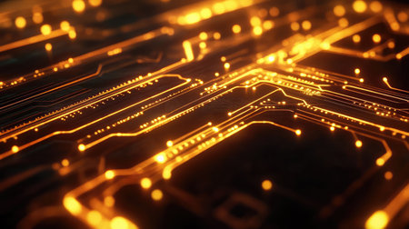 Abstract representation of a futuristic communication network with glowing nodes and connections, symbolizing global connectivity.の素材