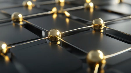 Abstract representation of a quantum lattice with interconnected nodes and energy fields, symbolizing quantum networks.の素材