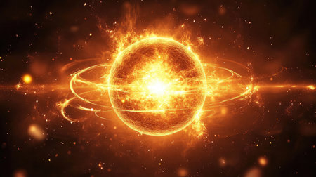 Abstract representation of a quantum superposition with overlapping states and energy fields.の素材