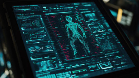 A medical diagnostic screen displaying AI-analyzed imaging results, aiding in accurate and efficient healthcare decisions.の素材